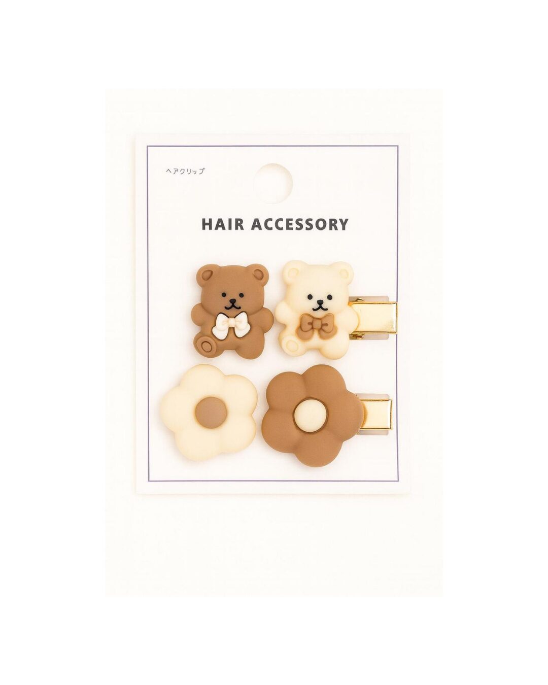 Kawai Hair Accessory Bear & Flower Clip